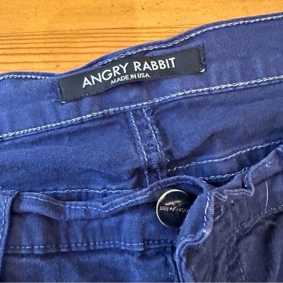 Angry Rabbit Anthropologie made In The USA stretch pants blue size 10/12 - Picture 2 of 9